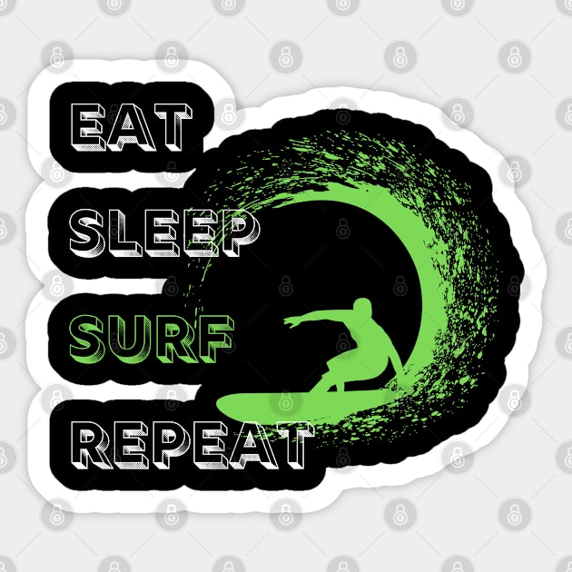 Eat Sleep Surf Repeat Sticker by knkpod